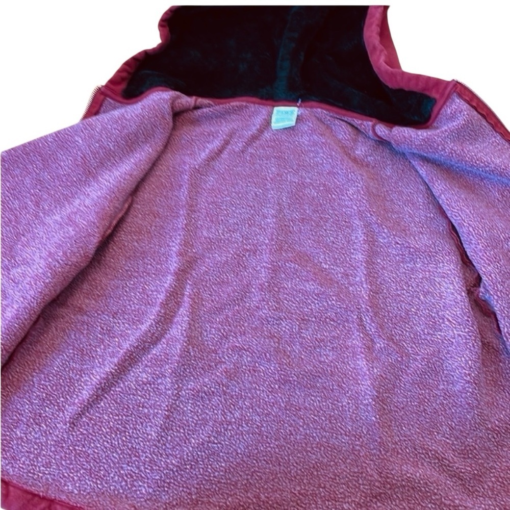 Victorias Secret PINK Faux Fur Lined Hood Sweatshirt Full Zip Burgundy Maroon - Picture 4 of 13